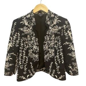 Bebe Black and White Floral Women's Blazer